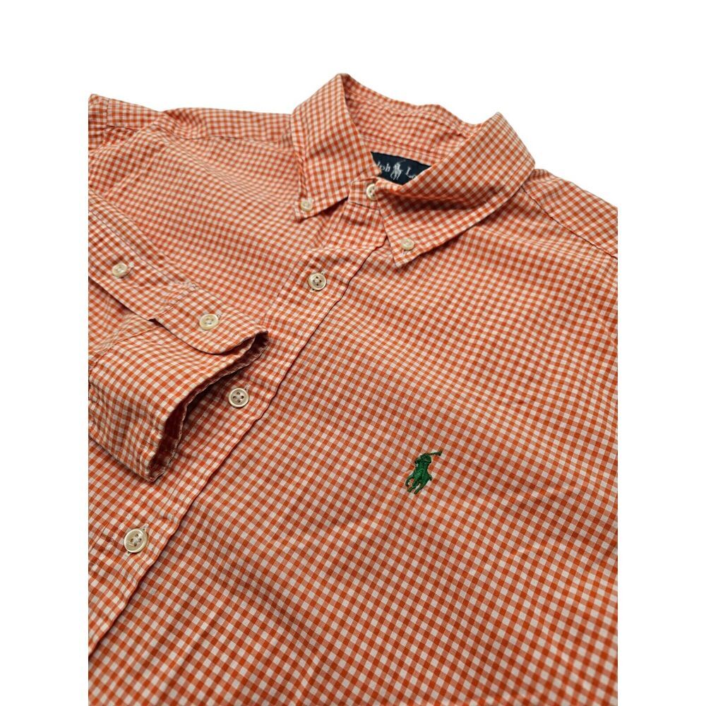 Polo‎ Ralph Lauren Classic Fit Shirt Mens Large Orange Gingam Check Green Pony